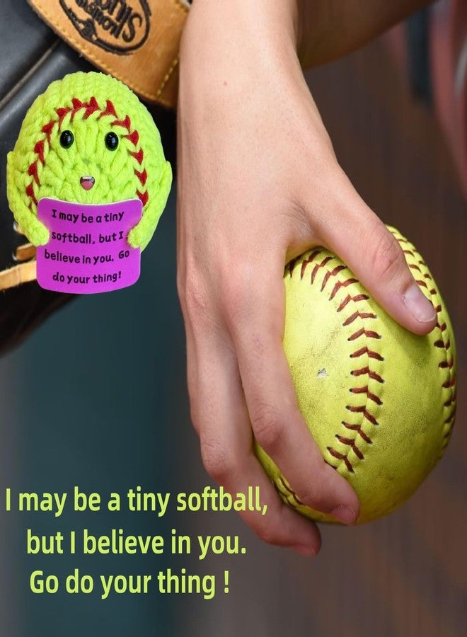 SIBULAN Softball Gifts Funny Positive Crochet Softball Gag Gift Emotional Support Gift for Men Women Softball Sports Lovers Coworkers Friends Birthday Christmas Stocking Stuffers White Elephant Gifts - Image 5